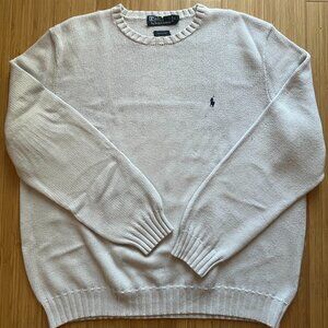 Polo Ralph Lauren 90's Sweater Mens XL Cotton Crewneck Knit Ivory